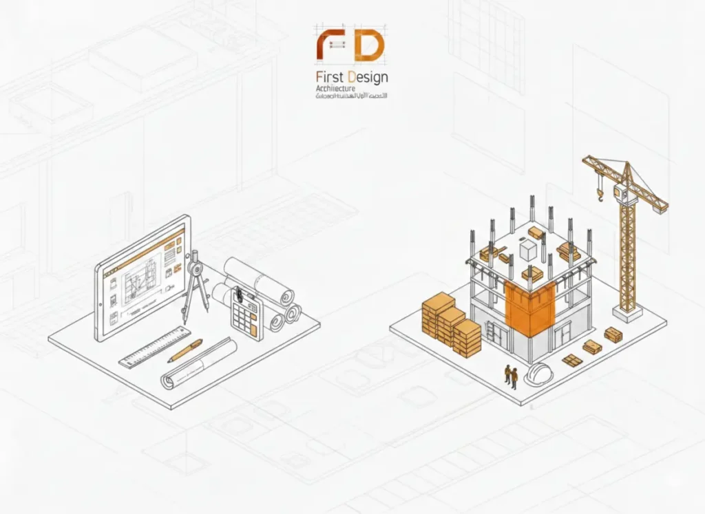 الفرق بين المكتب الهندسي والمقاولات دليلك الكامل لفهم الأدوار في مشاريع البناء