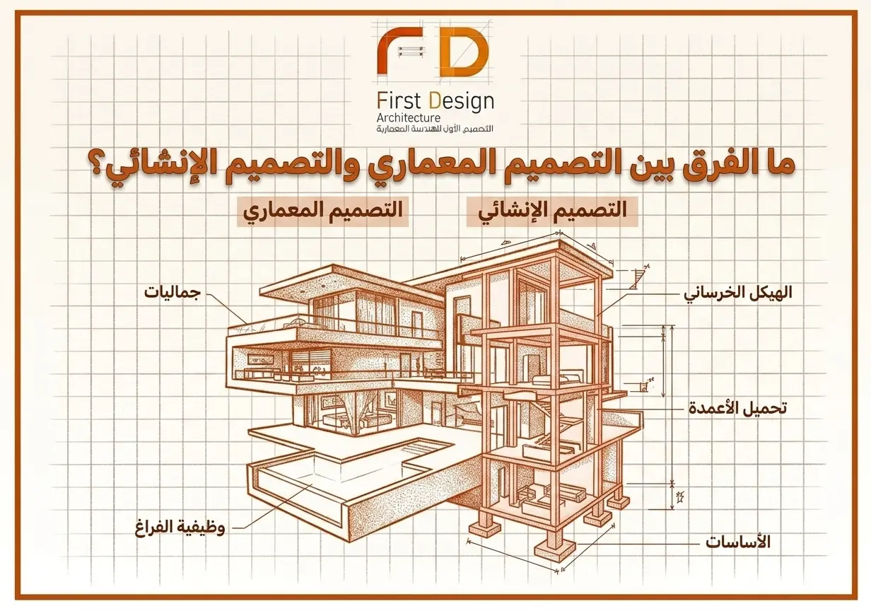 الفرق بين التصميم المعماري والانشائي