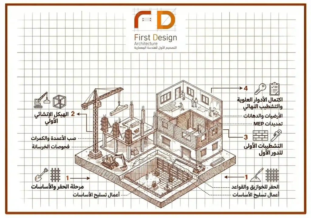 مراحل تنفيذ مشروع بناء